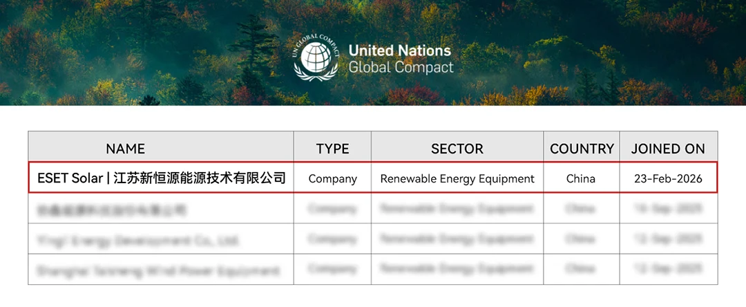 新恒源能源加入联合国全球契约组织 以国际ESG标准引领可持续发展新征程