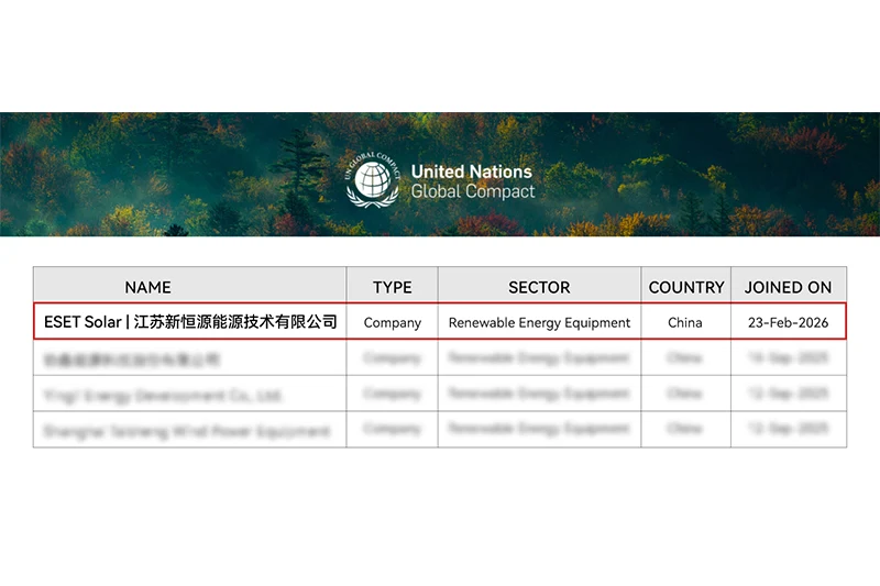 新恒源能源加入联合国全球契约组织 以国际ESG标准引领可持续发展新征程